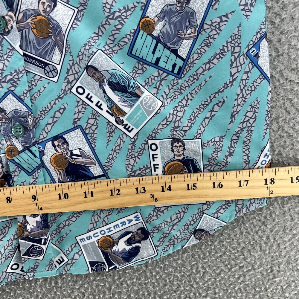 RSVLTS Shirt THE OFFICE Men's Small Blue Short Sleeve Button Up Basketball Cards - Picture 6 of 15